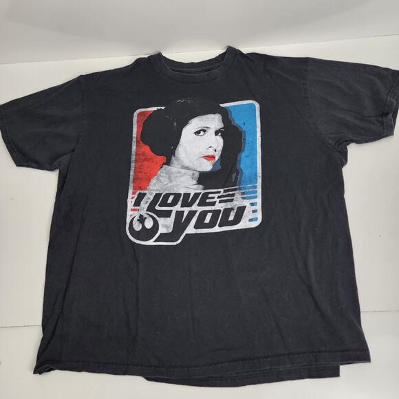 Star Wars Princess Leia "I Love You" Black Short Sleeve Tee Shirt Men's Size XXL - Picture 1 of 4